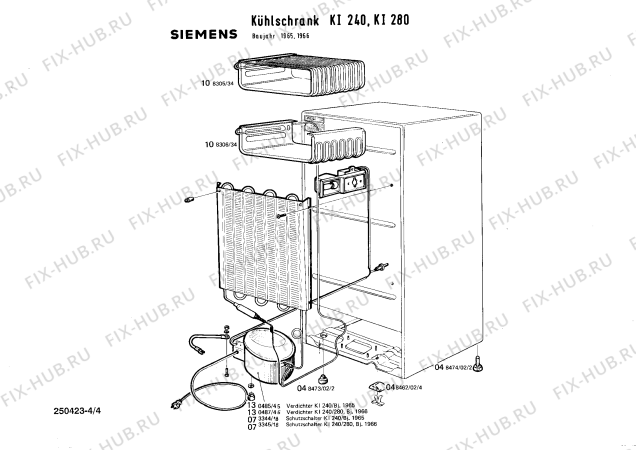 Взрыв-схема холодильника Siemens KI240 - Схема узла 04