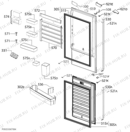 Взрыв-схема холодильника Husqvarna Electrolux QRT4240W - Схема узла Door 003