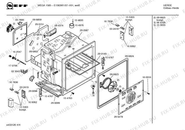 Схема №4 E1583N1 MEGA 1589 с изображением Инструкция по эксплуатации для плиты (духовки) Bosch 00520869