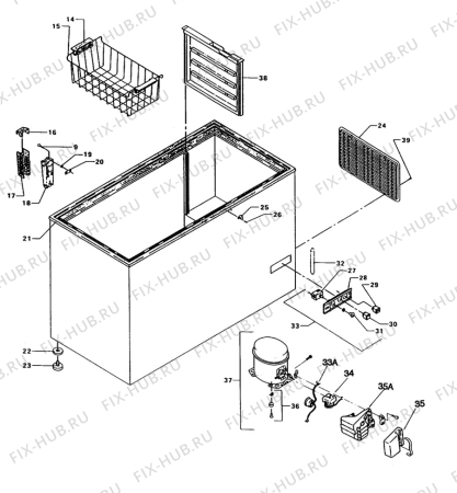 Взрыв-схема холодильника Zanussi Z400G - Схема узла C30 Cabinet/interior B