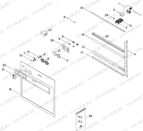 Взрыв-схема плиты (духовки) Husqvarna Electrolux QC470-0 - Схема узла H20 Panel  C