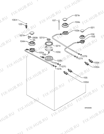 Взрыв-схема плиты (духовки) Electrolux EK9735X - Схема узла Functional parts 267