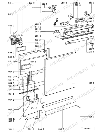 Схема №2 ADP 9526 BSM с изображением Панель для посудомоечной машины Whirlpool 481245379568