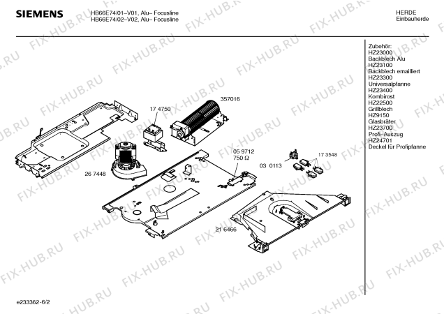 Схема №5 HB66E74 с изображением Инструкция по эксплуатации для плиты (духовки) Siemens 00526403
