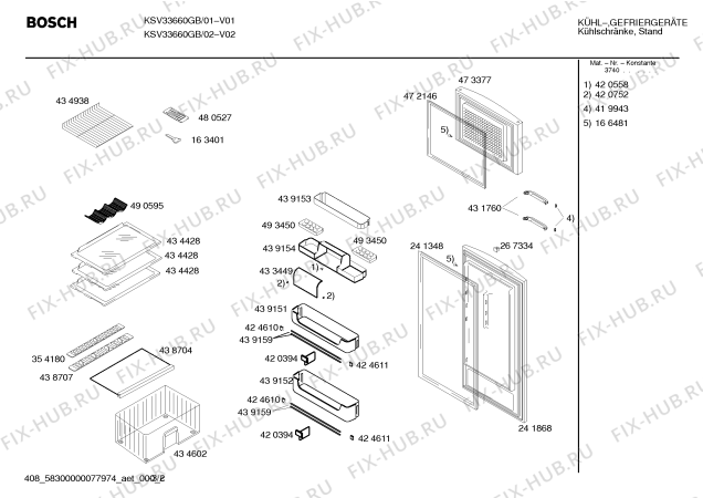 Взрыв-схема холодильника Bosch KSV33660GB - Схема узла 02