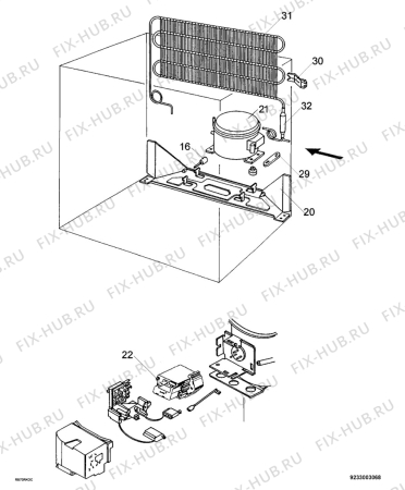 Взрыв-схема холодильника Zanussi ZR23W - Схема узла Cooling system 017