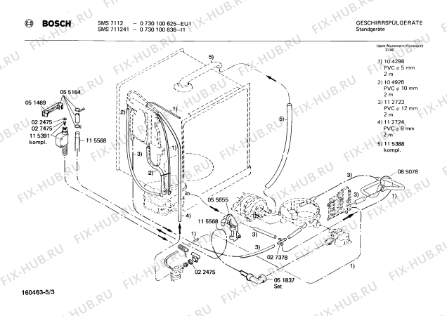 Схема №5 0730100636 SMS711241 с изображением Панель для посудомоечной машины Bosch 00116531
