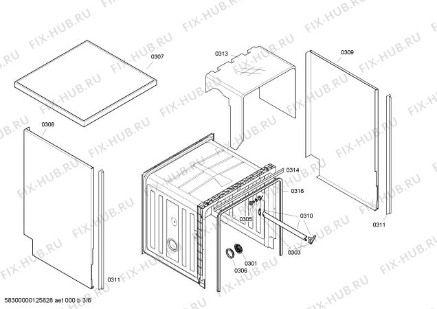 Взрыв-схема посудомоечной машины Bosch SGS56E18EU - Схема узла 03