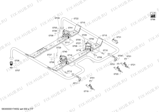 Схема №5 FRS3210ETD Profilo с изображением Панель управления для плиты (духовки) Bosch 00749538