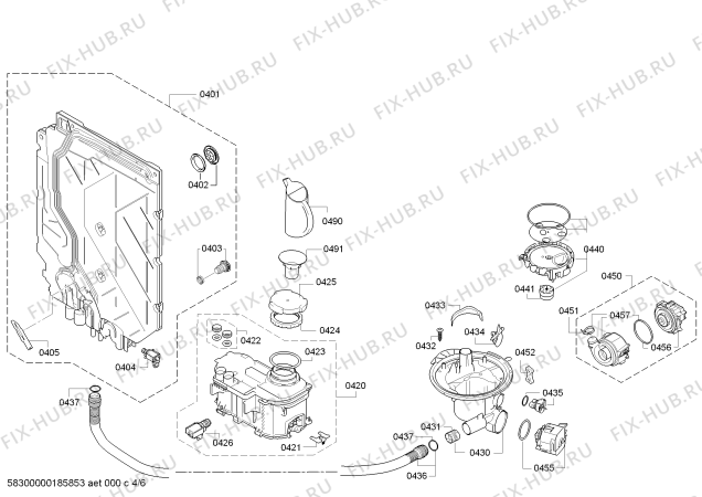 Взрыв-схема посудомоечной машины Bosch SMV53L10GB - Схема узла 04