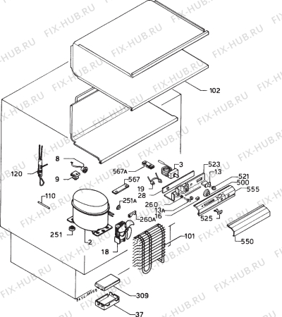 Взрыв-схема холодильника Zanussi DVI42 - Схема узла Cooling system 017