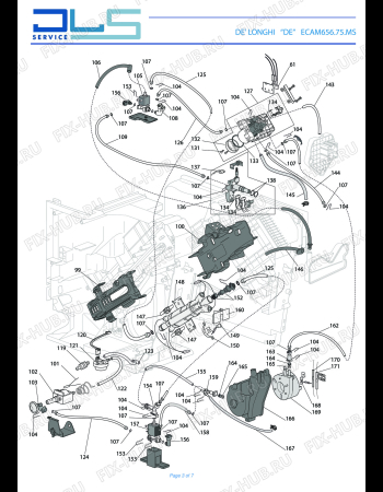 Взрыв-схема кофеварки (кофемашины) DELONGHI PRIMADONNA ELITE   ECAM 656.75.MS - Схема узла 3