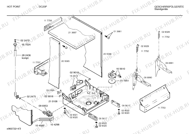 Взрыв-схема посудомоечной машины Hotpoint SPSHPB1GB - Схема узла 03