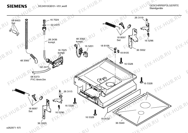 Схема №5 SE24910GB с изображением Краткая инструкция для посудомойки Siemens 00580992
