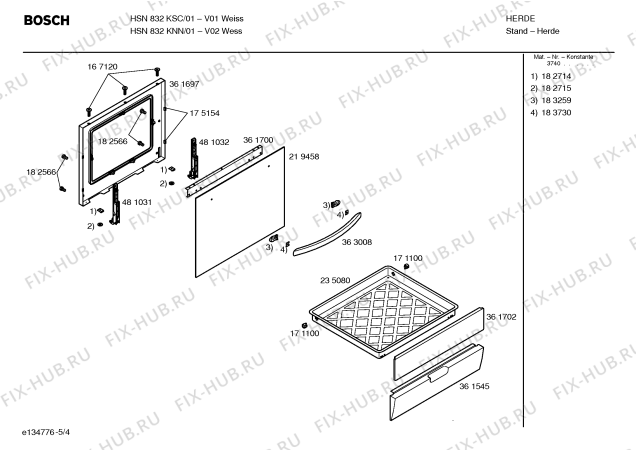 Схема №4 HSN832KNN с изображением Инструкция по эксплуатации для плиты (духовки) Bosch 00583992