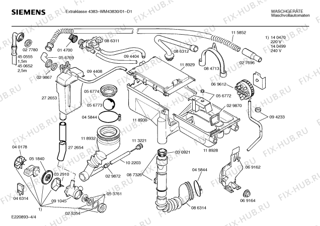 Взрыв-схема стиральной машины Siemens WM43830 EXTRAKLASSE 4383 - Схема узла 04