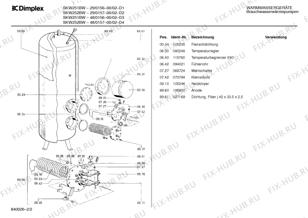 Схема №2 29/0157-00 SKW252BW с изображением Температурный ограничитель для бойлера Bosch 00094064