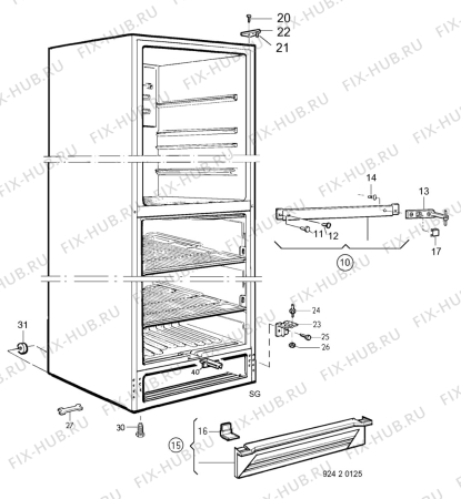 Взрыв-схема холодильника Elektro Helios KF350-4 - Схема узла C10 Cabinet