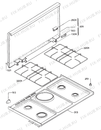 Взрыв-схема плиты (духовки) Rex DE9541A - Схема узла Hob
