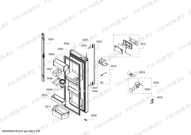 Схема №7 B26FT70SNS с изображением Модуль для холодильной камеры Bosch 12010276