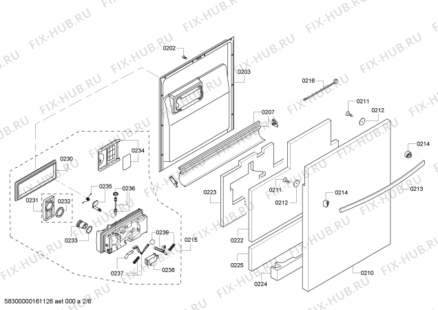 Взрыв-схема посудомоечной машины Bosch SHX43RH5UC SilencePlus 48dBA - Схема узла 02