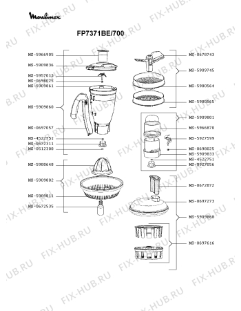 Взрыв-схема кухонного комбайна Moulinex FP7371BE/700 - Схема узла GP004030.0P2