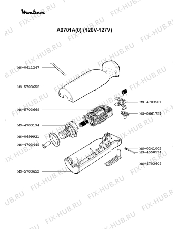 Взрыв-схема блендера (миксера) Moulinex A0701A(0) - Схема узла PP000801.7P2