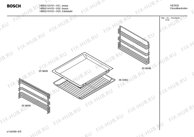 Схема №5 HBN212V с изображением Инструкция по эксплуатации для плиты (духовки) Bosch 00583063