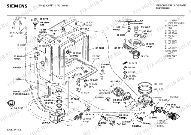 Взрыв-схема посудомоечной машины Siemens SN23306FF - Схема узла 02