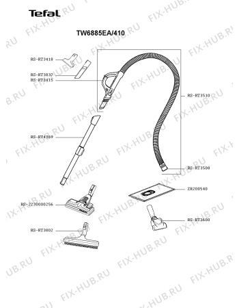 Взрыв-схема пылесоса Tefal TW6885EA/410 - Схема узла HP005524.1P3