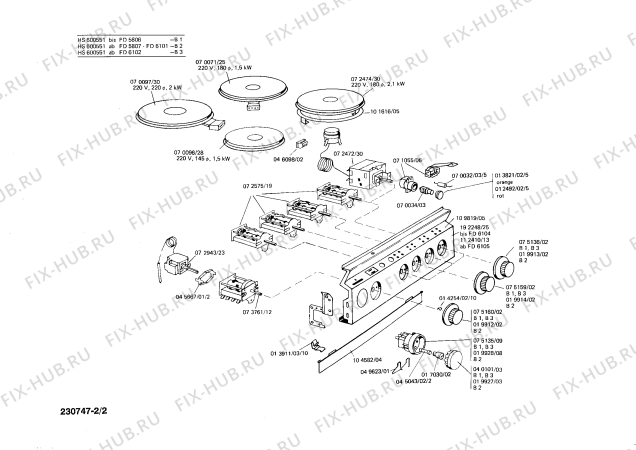 Взрыв-схема плиты (духовки) Siemens HS600551 - Схема узла 02