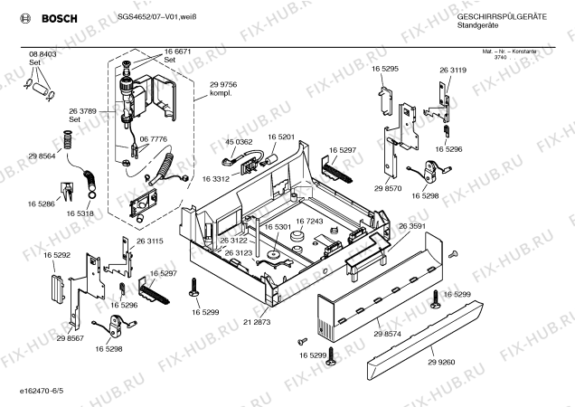 Взрыв-схема посудомоечной машины Bosch SGS4652 Silence comfort - Схема узла 05