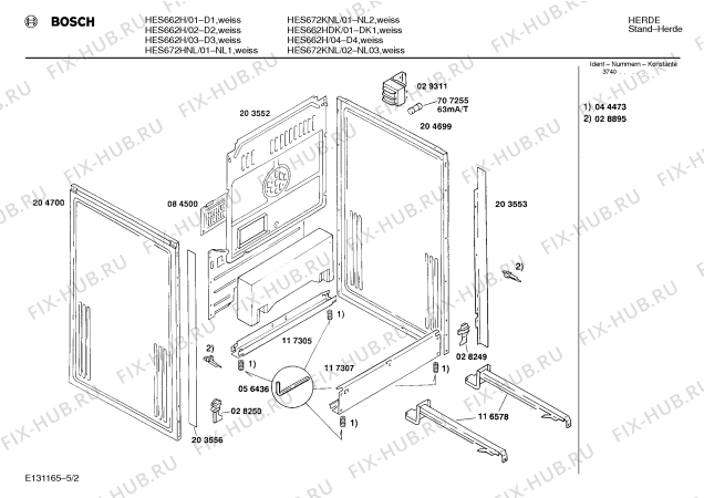 Взрыв-схема плиты (духовки) Bosch HES662HDK - Схема узла 02