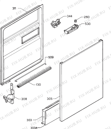 Взрыв-схема посудомоечной машины Zanussi ZW123 - Схема узла Door 003