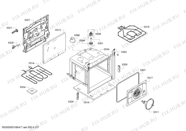 Взрыв-схема плиты (духовки) Bosch HCR724327V - Схема узла 03