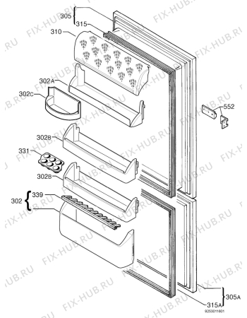 Взрыв-схема холодильника Zanussi ZI921/8FFA - Схема узла Door 003