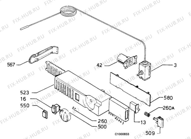 Взрыв-схема холодильника Electrolux ER2421B - Схема узла Thermostat