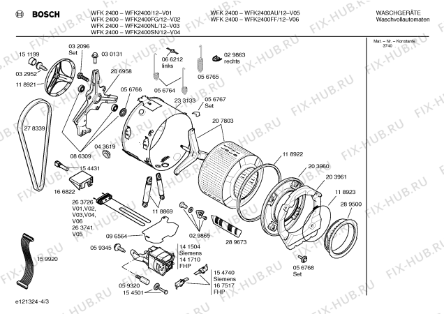 Схема №3 WFK2400AU WFK2400 с изображением Нагревательный элемент для стиральной машины Bosch 00263741