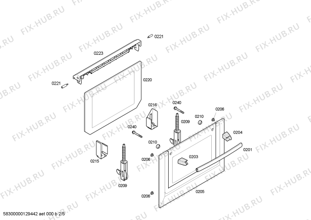 Схема №3 HBN42S350E Horno bosch ind.mltf_basc.inox.reloj et с изображением Передняя часть корпуса для электропечи Bosch 00440634