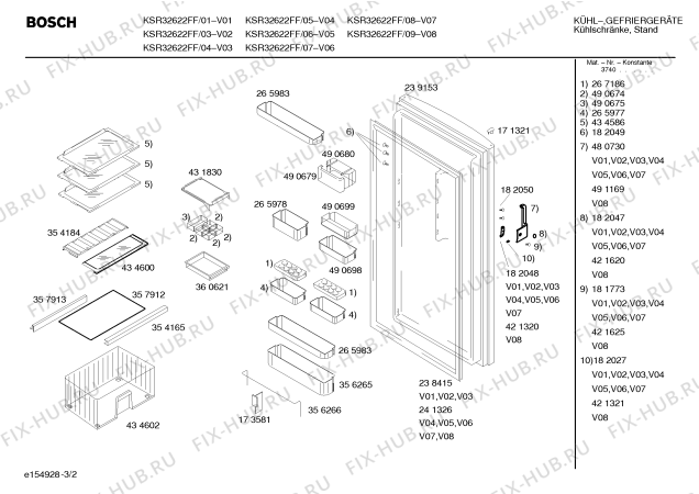 Взрыв-схема холодильника Bosch KSR32622FF - Схема узла 02