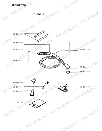 Взрыв-схема пылесоса Rowenta RS550B - Схема узла RS550B__.__1