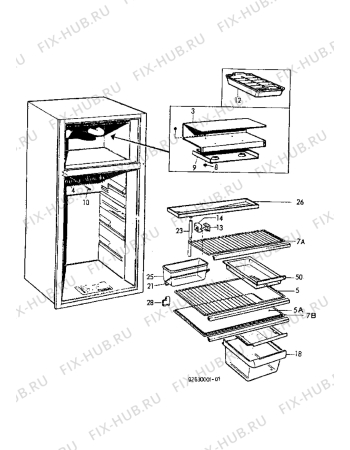 Взрыв-схема холодильника Electrolux RAK1302 - Схема узла Internal parts