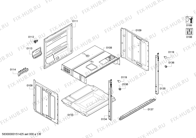 Схема №5 CH130210 с изображением Внешняя дверь для плиты (духовки) Bosch 00681716
