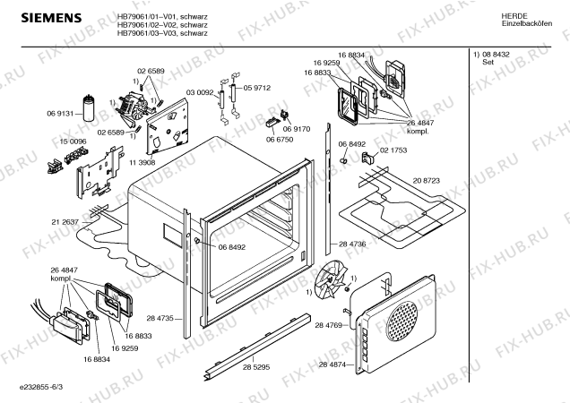 Взрыв-схема плиты (духовки) Siemens HB79061 - Схема узла 03