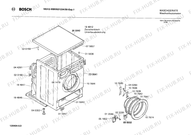 Взрыв-схема стиральной машины Bosch WMV631234 V6312 - Схема узла 02