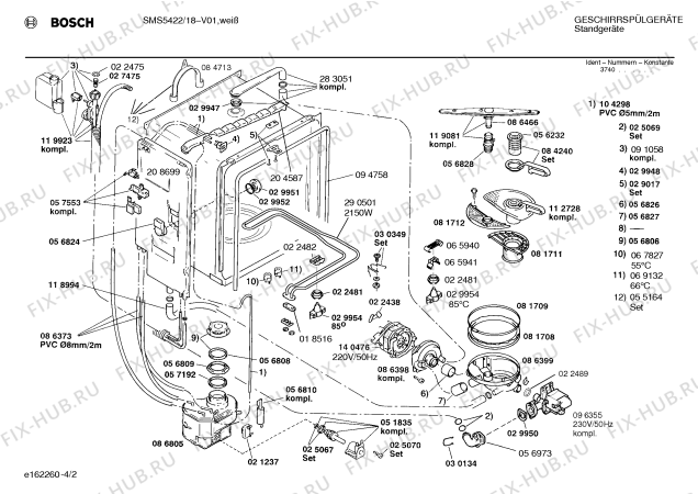 Схема №4 SMS5422 с изображением Панель для посудомоечной машины Bosch 00272851