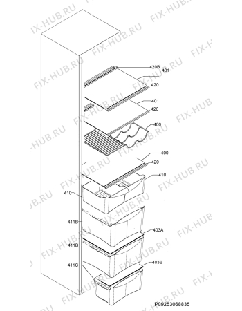 Взрыв-схема холодильника Frigidaire FRFF185W1 - Схема узла Internal parts