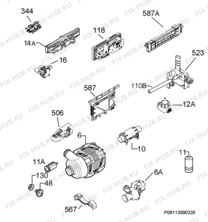 Взрыв-схема посудомоечной машины Aeg Electrolux F77402MOP - Схема узла Electrical equipment 268