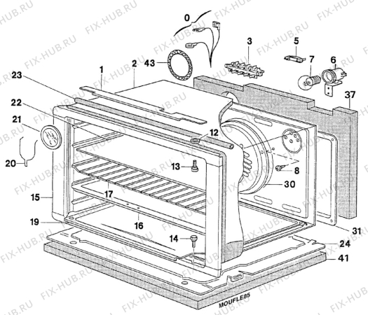 Взрыв-схема плиты (духовки) Electrolux EK6465/3 - Схема узла Oven body