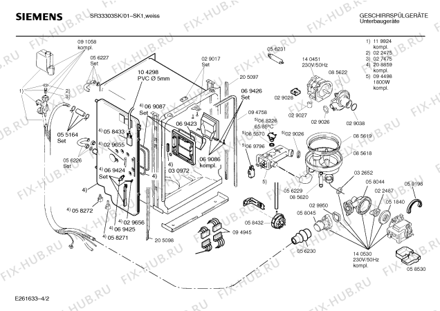 Схема №4 SR33303SK с изображением Шина для электропосудомоечной машины Siemens 00118412